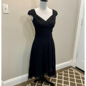 Maggie London Little Black Dress Classic Cocktail Silk Sz 6 Party Time Capsule